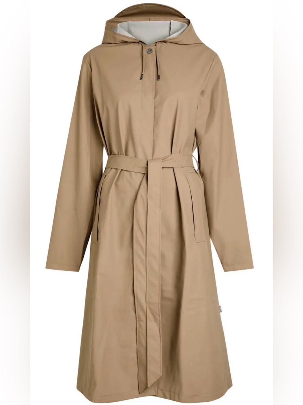 RAINS Hooded Waterproof Jacket - Beige size medium